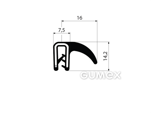 GUMMIPROFIL PIRELI U-FORM MIT SEITLICHER DICHTUNG - DICHTUNG MIT ARMIERUNG - EPDM